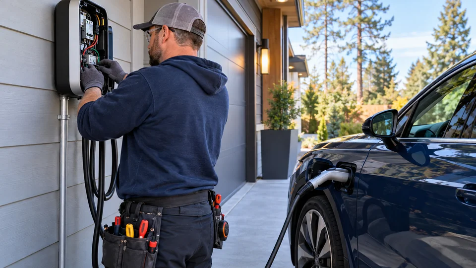 Electrician Trenching Yard for Detached Garage EV Charger in Spokane