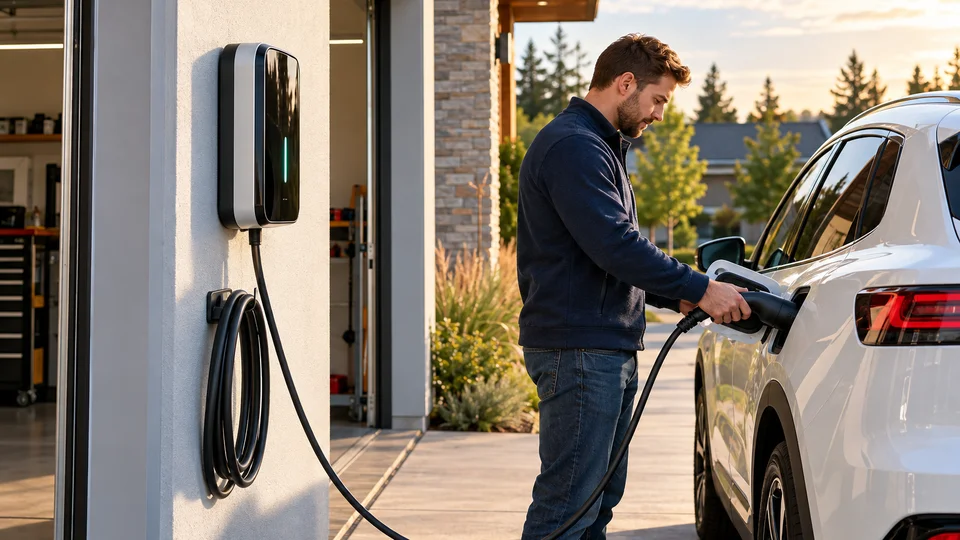Dual EV charging setup with dynamic power sharing and smart load balancing in Spokane garage