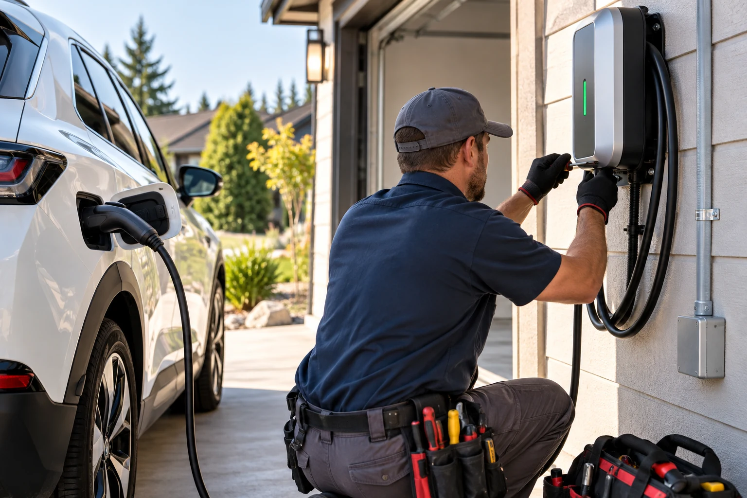 Licensed Electrician Installing Home EV Charger in Spokane