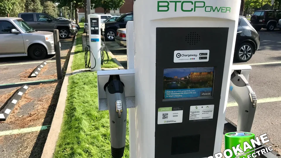 Licensed Spokane Valley EV charger installation van and electrician on site